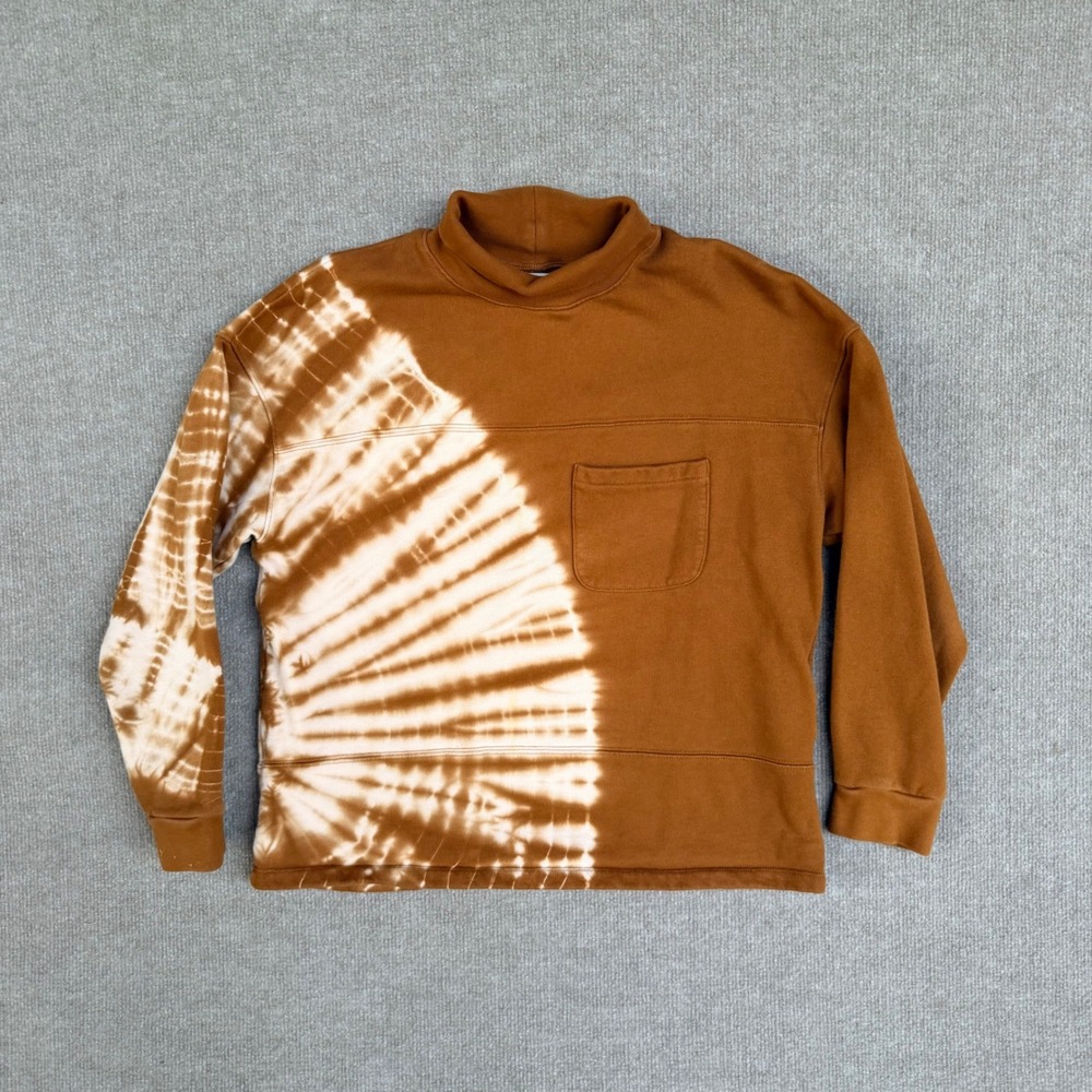 Madewell Tie Dye Mockneck Sweatshirt Brown TyWhite Sunburst Pocket Pullover S